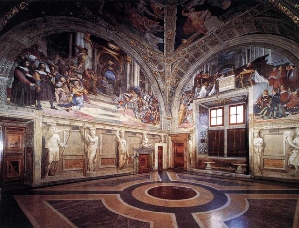 A Sala de Heliodoro, onde ficam os afrescos de Rafael restaurados pelo Vaticano - Reprodução/Vatican.va