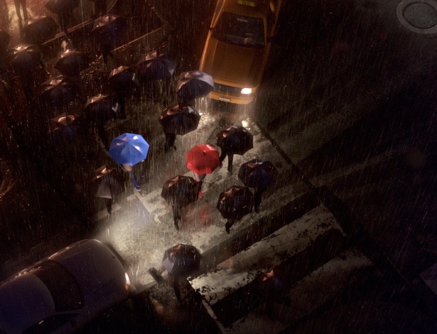 Cena do novo curta-metragem da Pixar, "The BLue Umbrella" - Divulgação