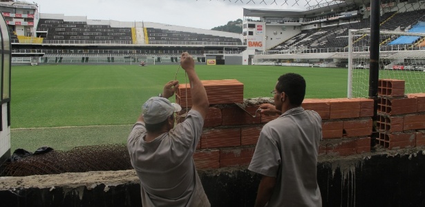 A construção do muro atrás do gol do placar eletrônico foi um pedido da Policia Militar  - Samir Carvalho/UOL Esporte