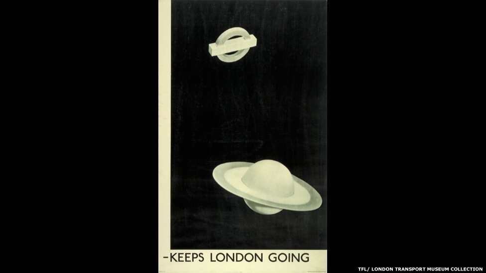 Os cartazes foram selecionados nos arquivos do museu, entre mais de 3,3, mil e os 150 selecionados visam mostrar o alcance da coleção do museu. Acima, o cartaz do surrealista Man Ray, de 1938 - © TfL, coleção do Museu de Transportes de Londres