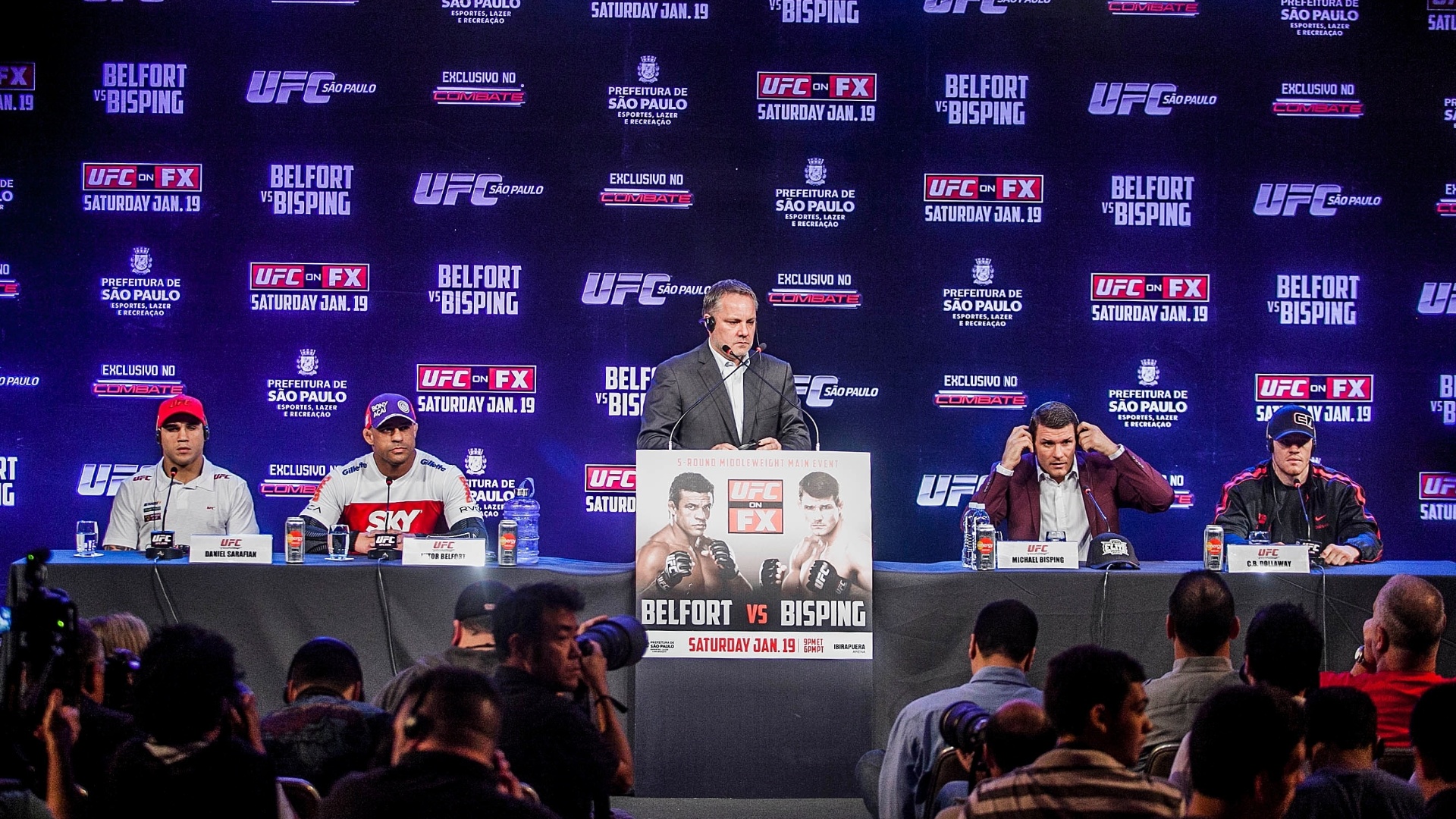 17.jan.2013 - Os principais lutadores do UFC SP dão entrevista coletiva em hotel na cidade - Leonardo Soares/UOL