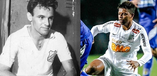 Pepe e a famosa camisa dos anos 50 e 60, em comparação com o colorido atual - Acervo UH/Folhapress e Leandro Moraes/UOL