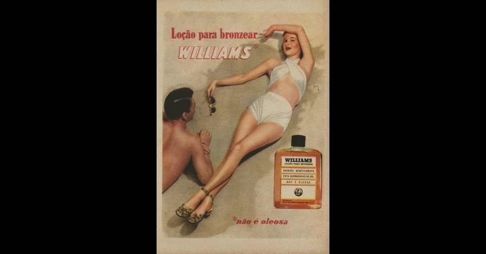 Propaganda da marca de bronzeadores Williams - Divulgação