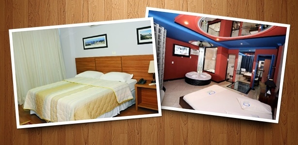 Quartos do Hotel Gallant antes e depois da reforma: do motel (dir.) ao hotel (esq.)