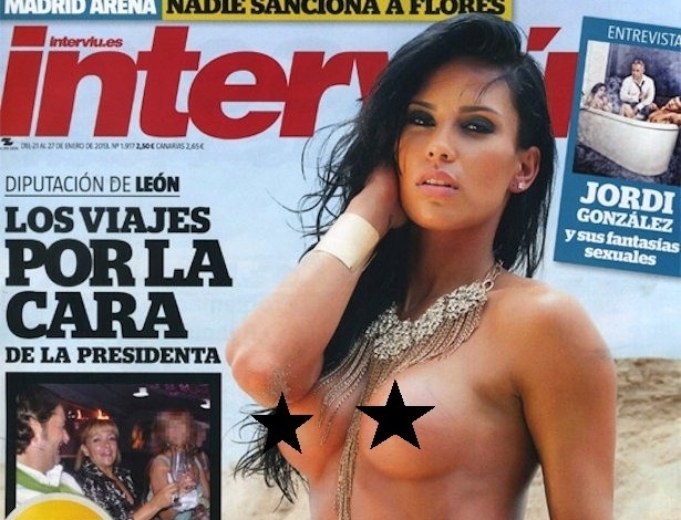 21.jan.2013 - A ex-BBB Kelly posou de topless para a revista espanhola 