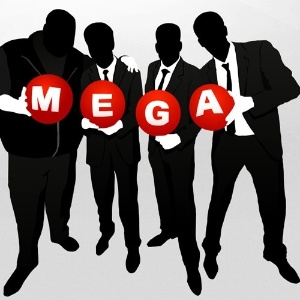 Site Mega é a mais nova iniciativa de Kim Dotcom (sombra à esquerda); site apresenta instabilidade  - Reprodução/Mega