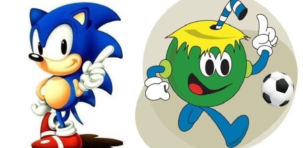 Após a gafe, Sonic foi trocado pelo Coquinho, novo mascote oficial do Quissamã - Montagem/Reprodução