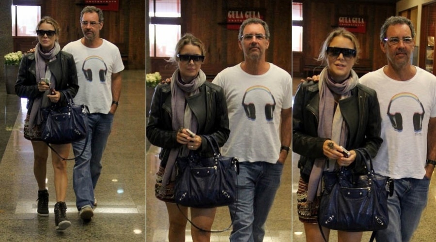 22.jan.2013 - O casal de atores Christine Fernandes e Floriano Peixoto foram ao cinema em shopping da zona oeste do Rio