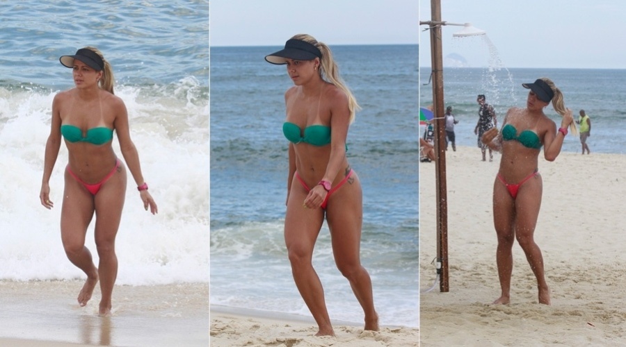 25.jan.2013 - Cibelle Ribeiro, musa da escola de samba carioca Mangueira, curtiu praia na zona oeste do Rio