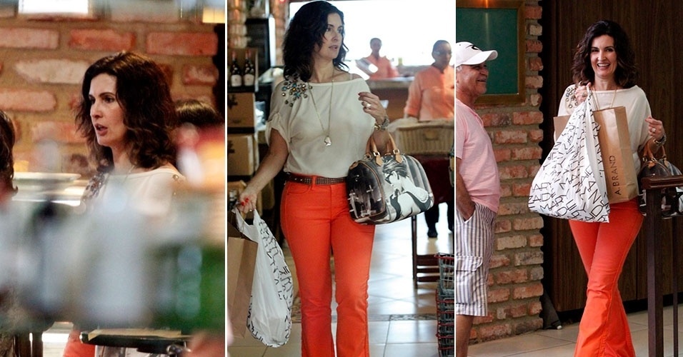 27.jan.2013 - Fátima Bernardes faz compras em uma padaria em shopping da Barra da Tijuca
