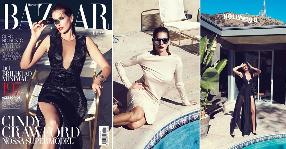 29.Jan.2013 - Aos 46 anos, a supermodel Cindy Crawford estampa a capa da revista "Harper's Bazaar Brasil" de fevereiro