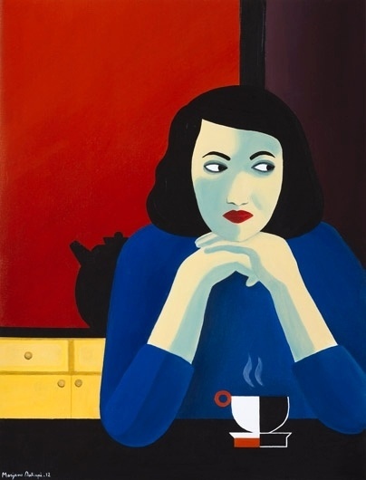 Pintura da artista Marjane Satrapi exposta na Galerie Jérôme de Noirmont. Esta é a primeira exposição individual da artista em uma galeria