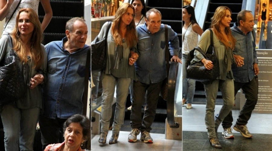 30.jan.2013 - Ao lado da mulher, Stênio Garcia passeia em shopping da zona oeste do Rio