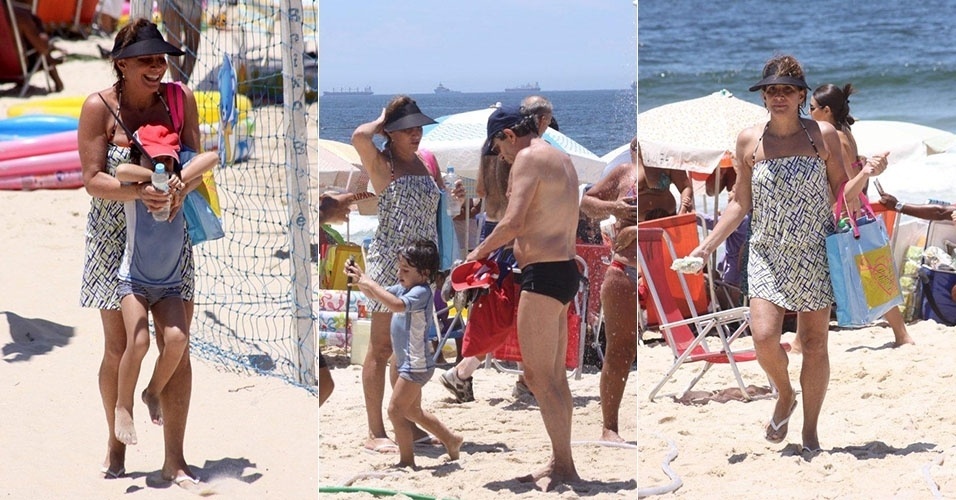 2.fev.2013 - Totia Meireles curte praia com a família no Rio
