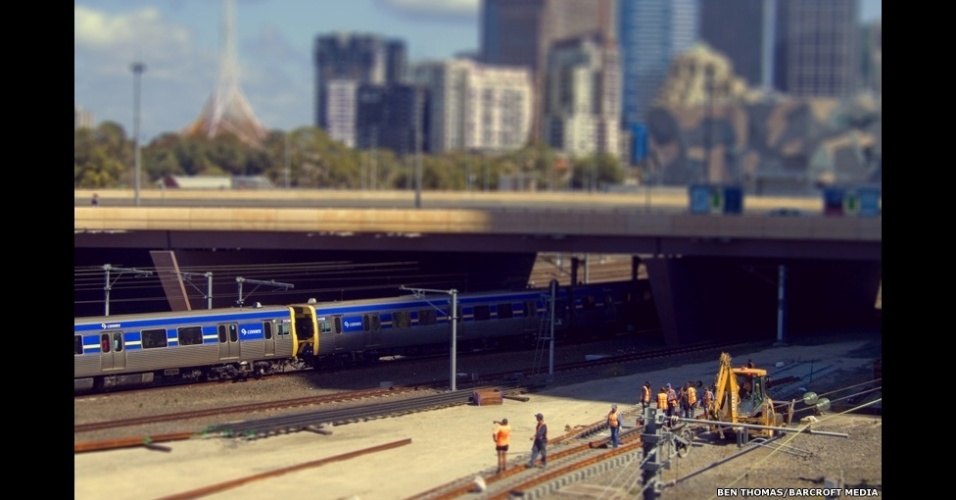 Ben Thomas usa técnica que altera foco e profundidade e é conhecido como 'encolhedor de cidades'. - Ben Thomas/www.benthomas.net.au