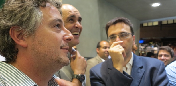 Paulo Nobre, Marcos e Mauro Beting estiveram na inauguração da rede de lojas - João Henrique Marques (UOL Esporte)