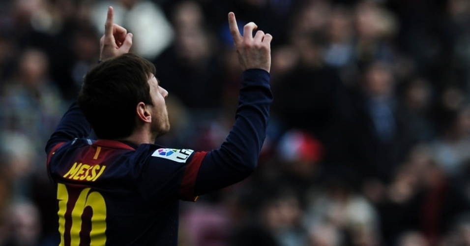 Messi celebra gol, o segundo do Barcelona no duelo contra o Getafe, pelo Espanhol - Lluis Gene/AFP