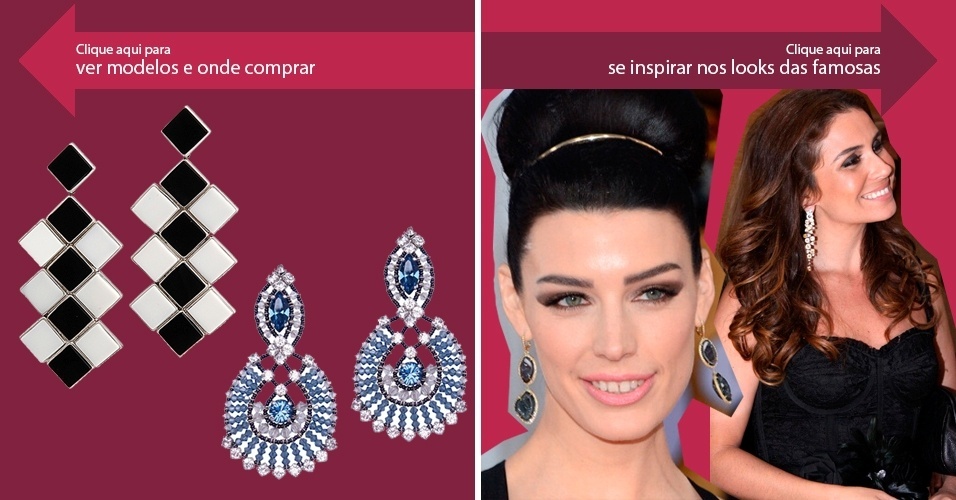 Clique na seta da esquerda para ver onde comprar brincões e na da direita pra se inspirar nos looks das famosas - Divulgação, Agnews e Getty Images
