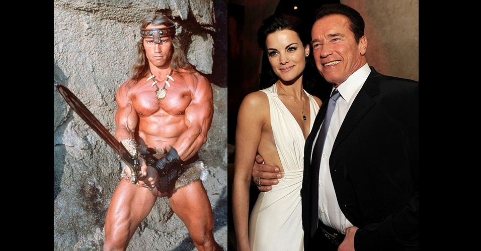 Nem o outrora musculoso Arnold Schwarzenegger, que estreou no cinema em "Conan, o Bárbaro" (1982), escapou de exibir uma silhueta mais arredondada, como podemos ver na estreia de "O Último Desafio" (2013), ao lado da atriz Jaimie Alexander, que também participa do filme - Reprodução/Getty Images