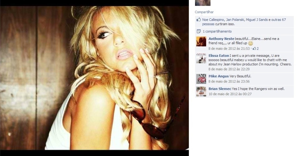 Foto de Elaine Alden postada no Facebook da modelo - Reprodução/Facebook/elaine.alden.3