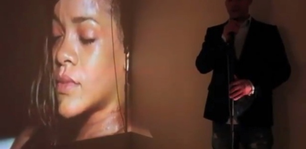 O ator Vin Diesel canta com projeção da cantora Rihanna em vídeo no seu Facebook - Reprodução