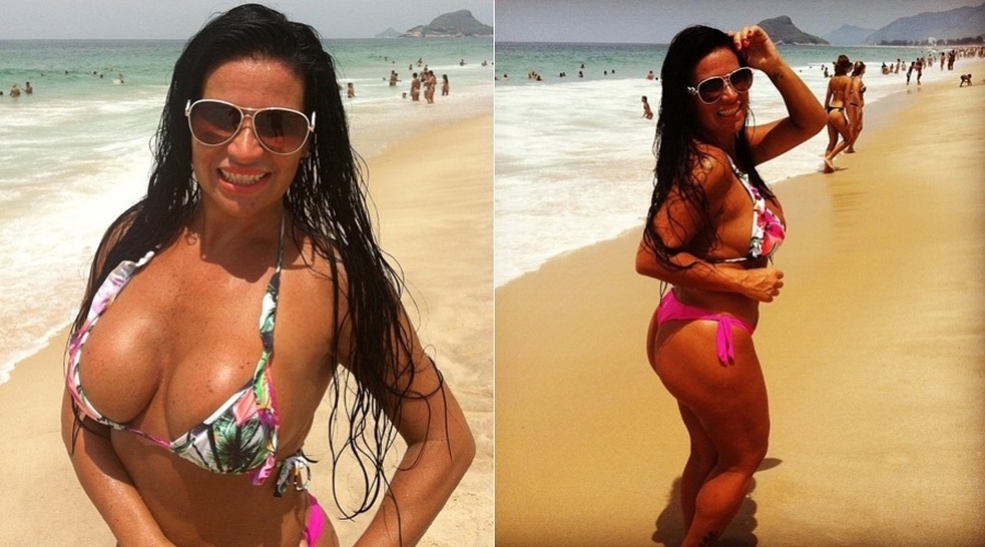 16.fev.2013 - Solange Gomes curtiu praia no Rio de Janeiro. A modelo exibiu a boa forma física em foto divulgada pelo Twitter