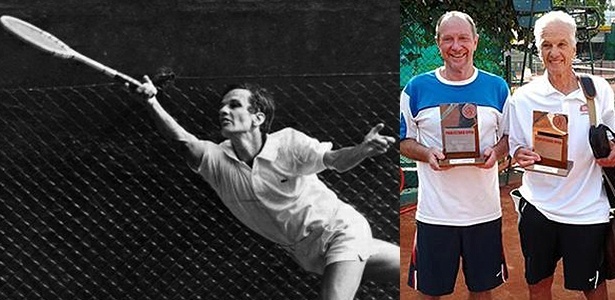 Jorge Paulo Lemann, no auge no tênis, e depois campeão do Paulistano Seniors 2012 (à direita) - Reprodução e Seniors Brasil/Divulgação