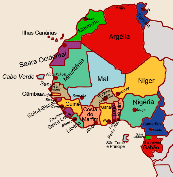 mapa africa ocidental