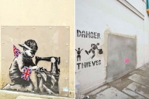 Grafite atribuído a Banksy é retirado de muro de Londres para ser leiolado em Miami - EFE/Reuters
