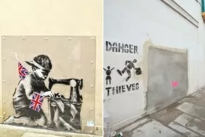 Grafite atribuído a Banksy é retirado de muro de Londres para ser leiolado em Miami - EFE/Reuters