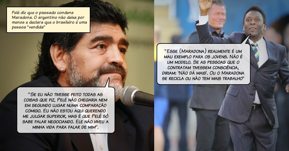 Pelé diz que o passado condena Maradona. O argentino não deixa por menos e declara que o brasileiro é uma pessoa ?vendida? - Mowa Press, EFE