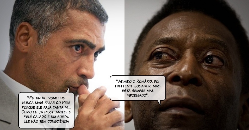 Pelé insinua que Romário tem ligação estreita com a CBF em suspeitas de irregularidades na entidade que comanda o futebol nacional. É o suficiente para o Baixinho responder - Alan Marques/Folhapress, Ricardo Nogueira/Folhapress