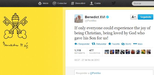 O tuíte do papa após o último sermão no Vaticano - Reprodução/Twitter