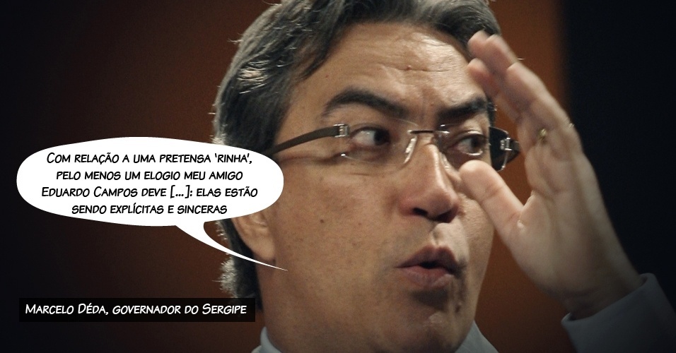 28.fev.2013 - "Com relação a uma pretensa "rinha", pelo menos um elogio meu amigo e companheiro Eduardo Campos deve aos últimos pronunciamentos das lideranças do PT e do PSDB: elas estão sendo explícitas e sinceras em suas pretensões", afirmou Marcelo Déda (PT-SE), governador do Sergipe, em resposta à declaração de Campos - Ricardo Marques/Folhapress/Arte/UOL