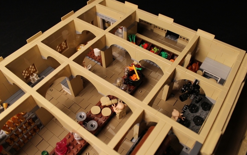 Visão superior da cozinha de Hogwarts na maquete - Bippity Bricks/Flickr