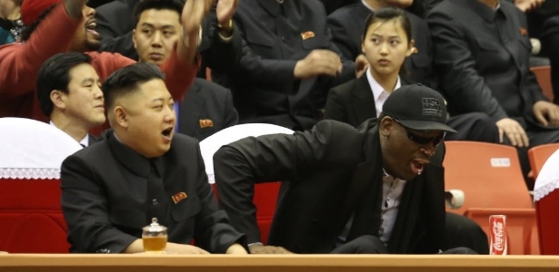  O líder da Coreia do Norte, Kim Jong-un, e o ex-astro da NBA Dennis Rodman - AP Photo/VICE Media, Jason Mojica