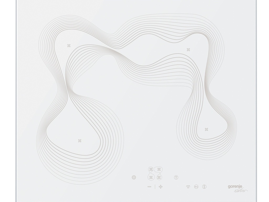 Um dos modelos de cooktop vitrocerâmico da marca Gorenje, desenhado por Karim Rashid. A estampa ondulada também decora a variação à gás - Divulgação