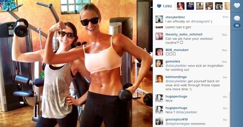 Stacy Kleiber mostra sua boa forma no Instagram, postando fotos após realizar exercícios na academia - Reprodução/Instagram/@stacykleiber