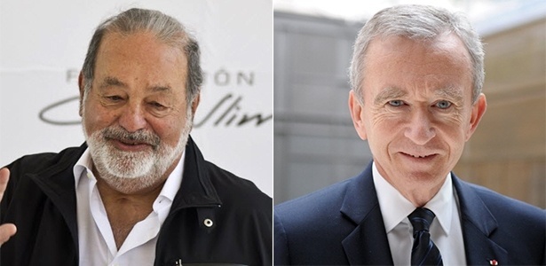 Amancio Ortega, presidente da Zara, e Bernard Arnault, do grupo LVMH, estão no top 10 de empresários bilionários da revista "Forbes" - Ronaldo Schemidt/Eric Piermont/AFP