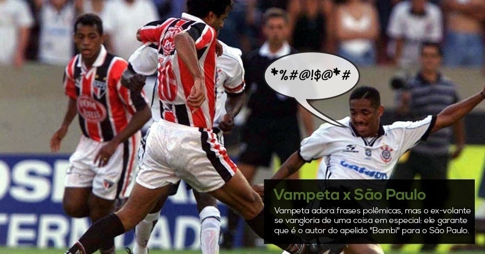 Vampeta x São Paulo - Vampeta adora frases polêmicas, mas o ex-volante se vangloria de uma coisa em especial: ele garante que é o autor do apelido "Bambi" para o São Paulo - Daniel Guimarães/UOL
