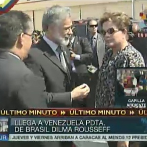A presidente Dilma Rousseff (à dir.) chegou a Caracas nesta quinta-feira (7) - Reprodução/Telesur