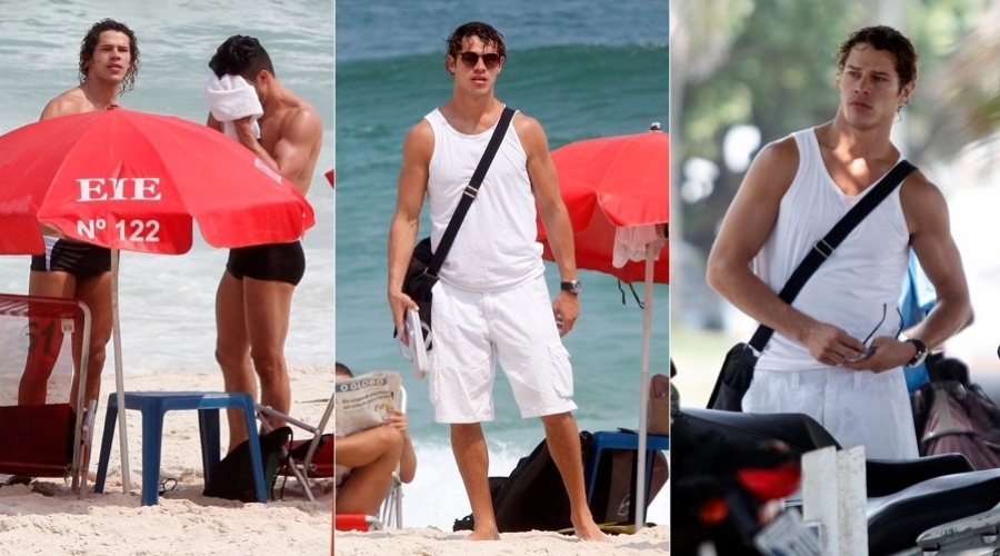 8.mar.2013 - José Loreto curtiu praia acompanhado de um amigo na Barra da Tijuca, zona oeste do Rio. O ator em breve poderá ser visto em "Flor do Caribe"