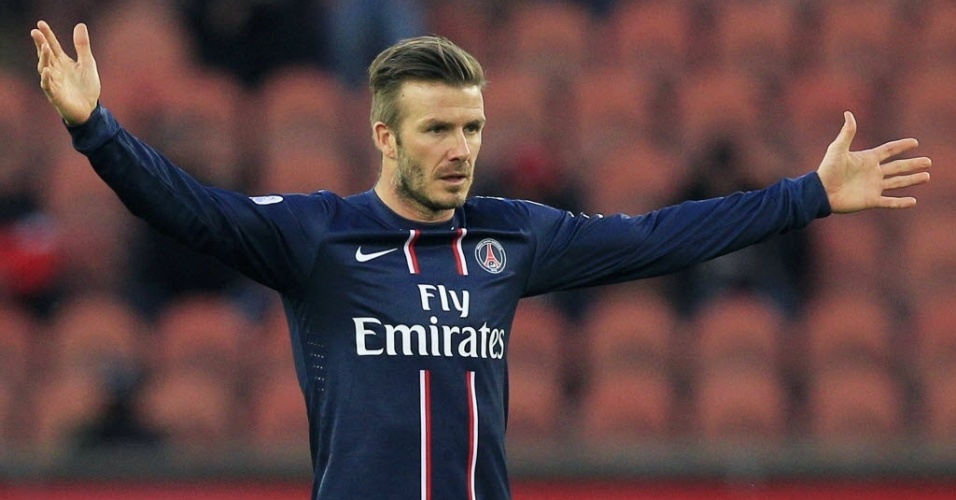 09.mar.2013 - David Beckham entrou no final da partida entre PSG e Nancy, pelo Campeonato Francês