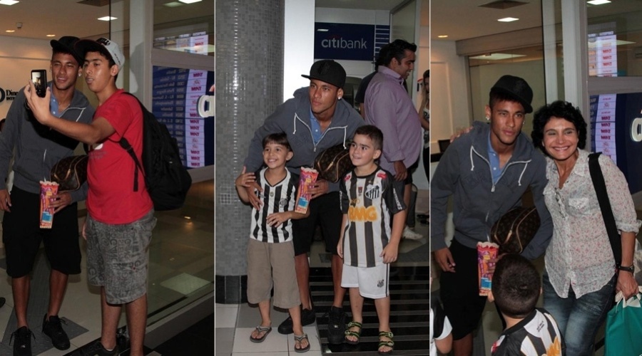 9.mar.2013 - O jogador Neymar foi tietado no aeroporto do Congonhas, em São Paulo