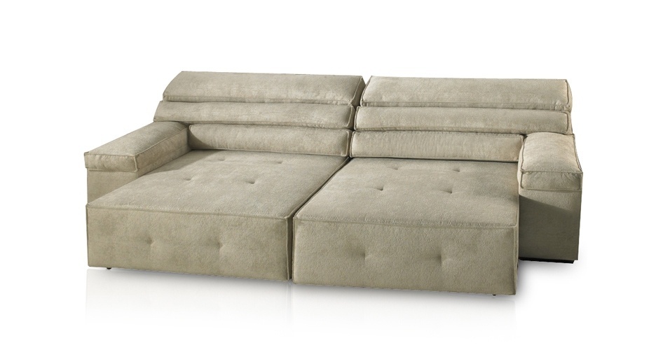 Sofá de quatro lugares, reclinável e com assento retrátil, nas Lojas Americanas - Divulgação