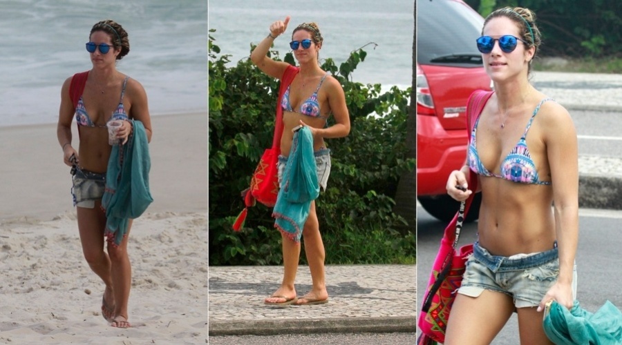 13.mar.2013 - Giovanna Ewbank curtiu praia na Barra da Tijuca, zona oeste do Rio. A atriz é casada com o ator Bruno Gagliasso