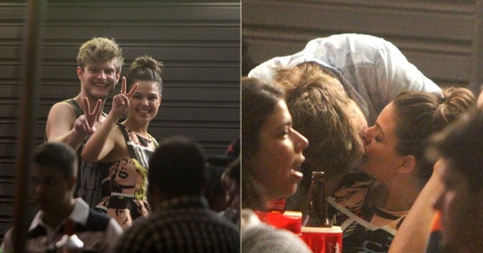 14.mar.2013 - Isis Valverde beija namorado em bar na Barra da Tijuca, Rio de Janeiro