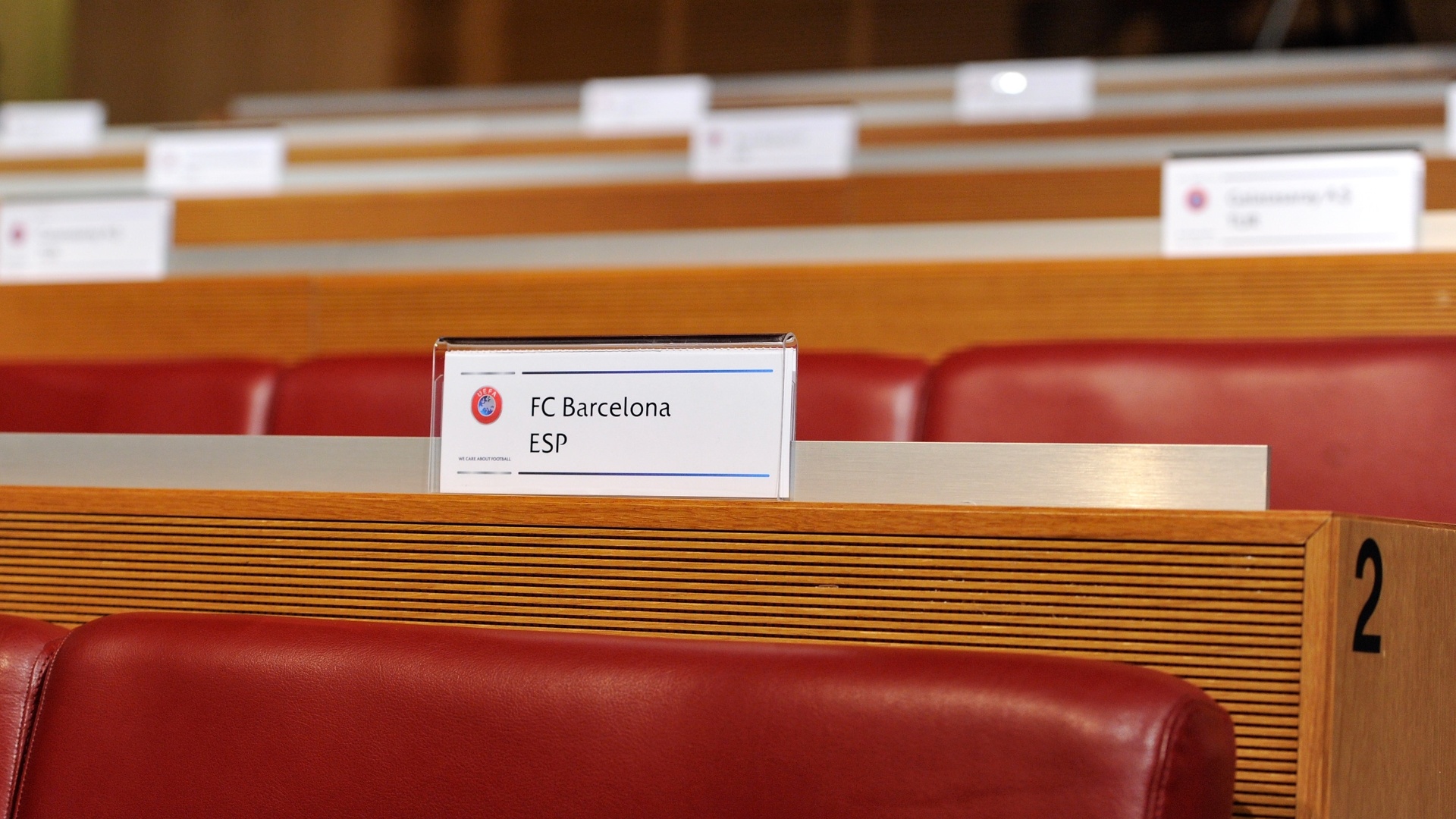 15.mar.2013 - Local em que os representantes do Barcelona ficarão durante o sorteio das quartas de final da Liga dos Campeões - Harold Cunningham/Getty Images