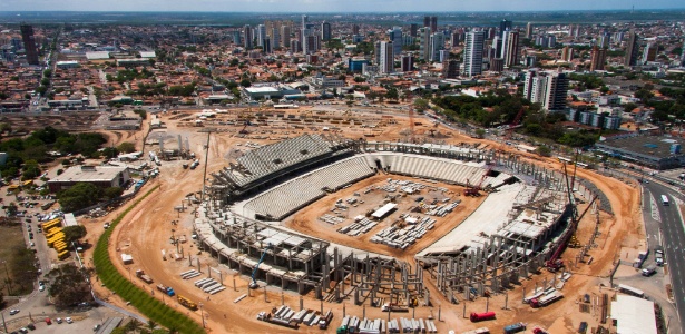 Ao fim de fevereiro de 2013, a Arena das Dunas, em Natal, estava 57% concluída