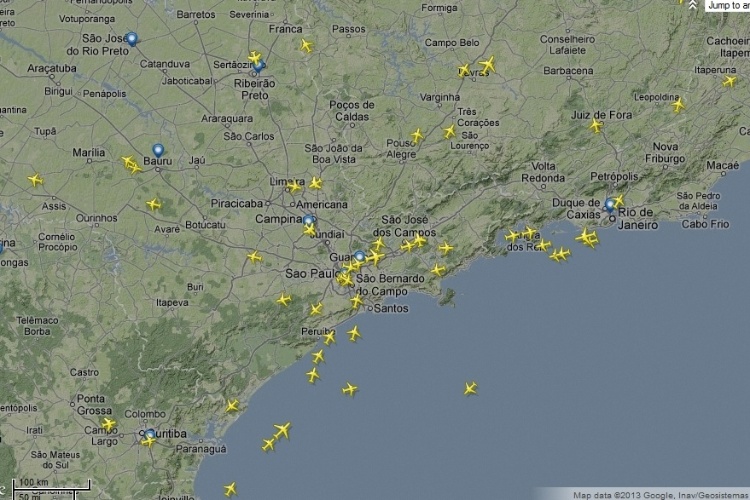 FlightRadar24 mostra aeronaves sobrevoando espaço aéreo do Sul e Sudeste brasileiro